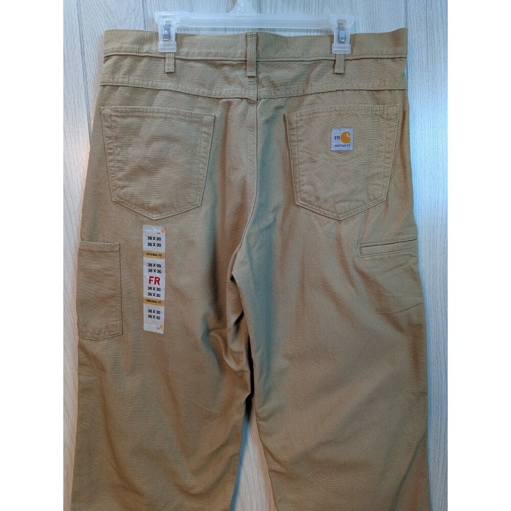 Mens 36x30 Carhartt FRB159-GKH FR Flame Resistant Canvas Pants Workwear - Picture 6 of 11